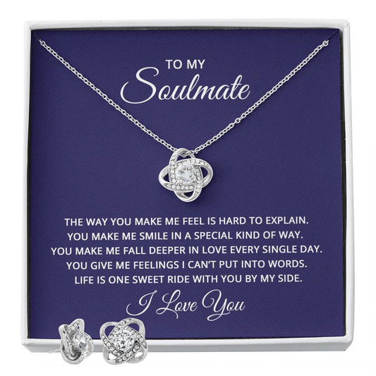 !4k Love Knot & Earring Set w/ message  Soulmate